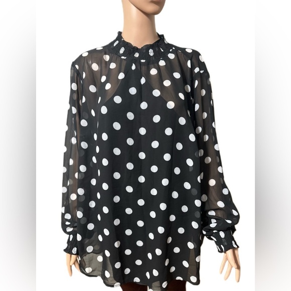 Torrid  Sheer Polka Dot Blouse Size 2 Black Cami Top w/ Halter Neck New - Picture 1 of 8